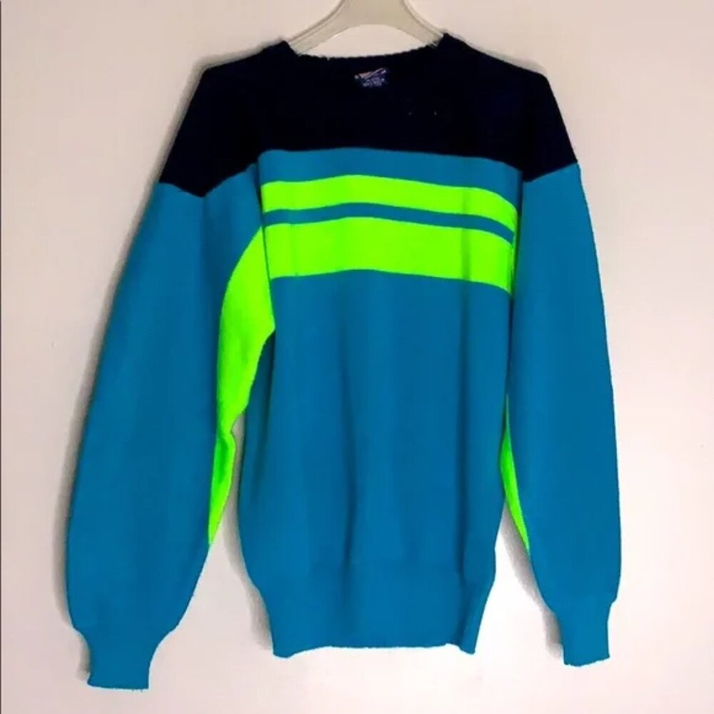 Vintage electric 80s Herman’s Wool Crewneck sweater Long sleeve large